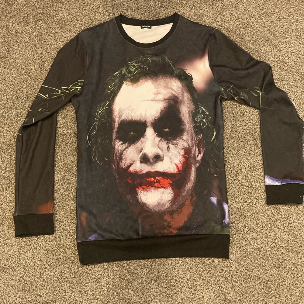 Fly Federation High Quality Heath Ledger Joker Long Sleeve T-Shirt - Small